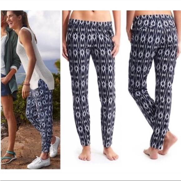 Athleta Womens Reflection Aspire Navy Ikat Jogger Pants Size 6 Aztec Travel - Picture 1 of 12